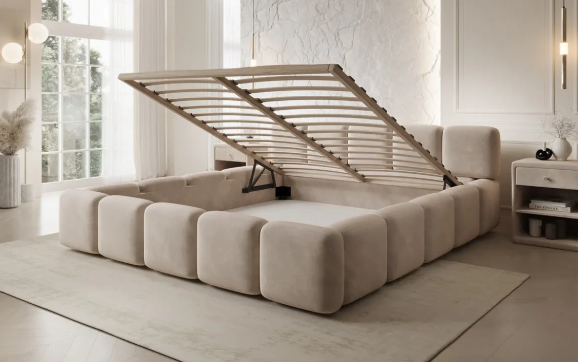 Designer Polsterbett Giulia Samt mit Stauraum