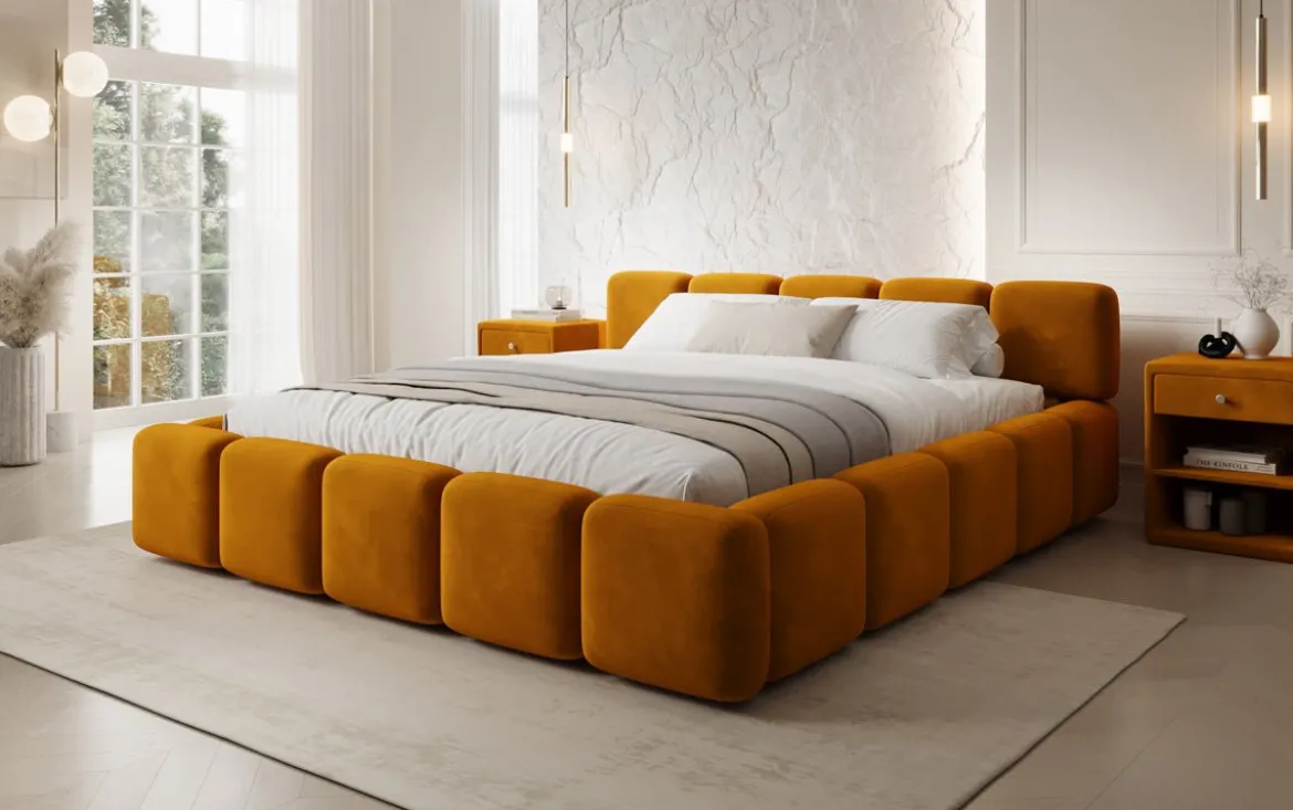 Designer Polsterbett Giulia Samt mit Stauraum
