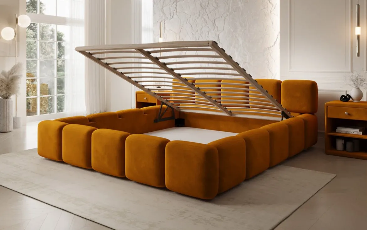 Designer Polsterbett Giulia Samt mit Stauraum