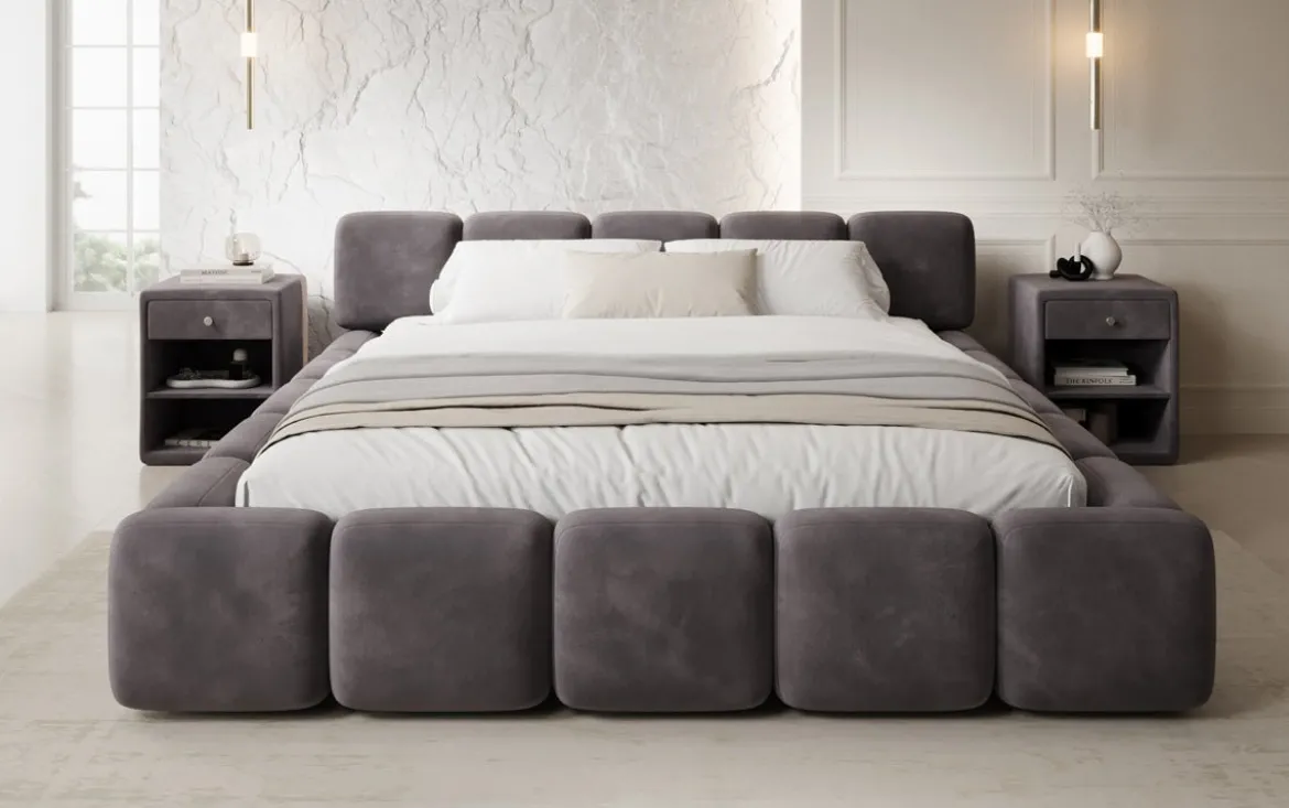 Designer Polsterbett Giulia Samt mit Stauraum