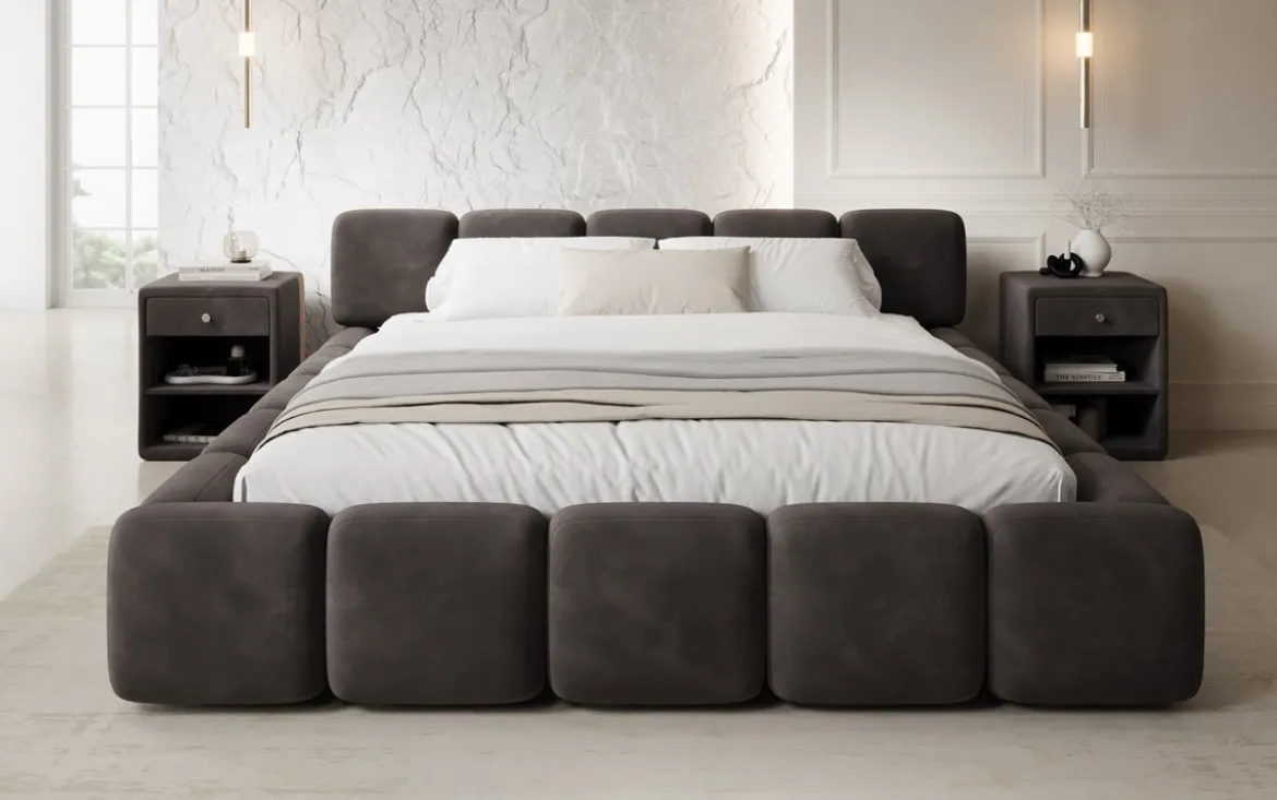 Designer Polsterbett Giulia Samt mit Stauraum