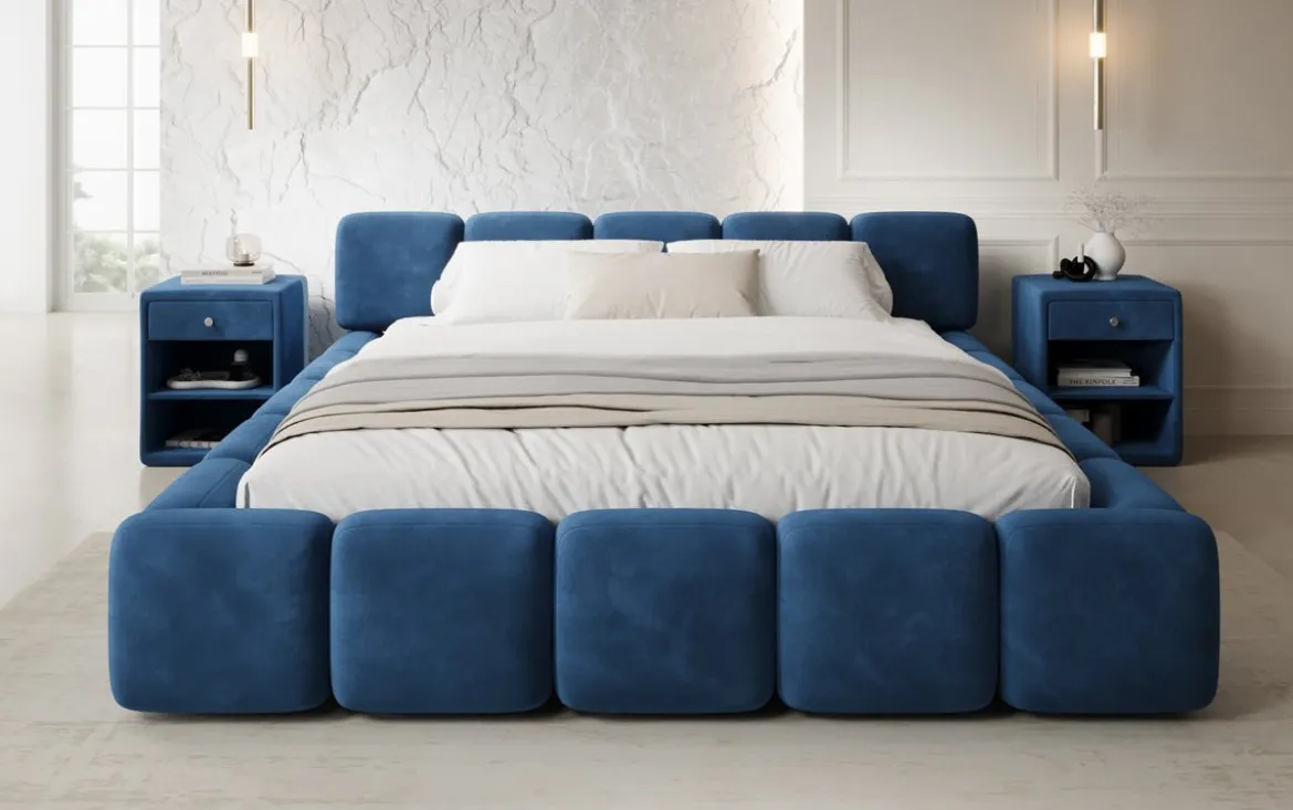 Designer Polsterbett Giulia Samt mit Stauraum