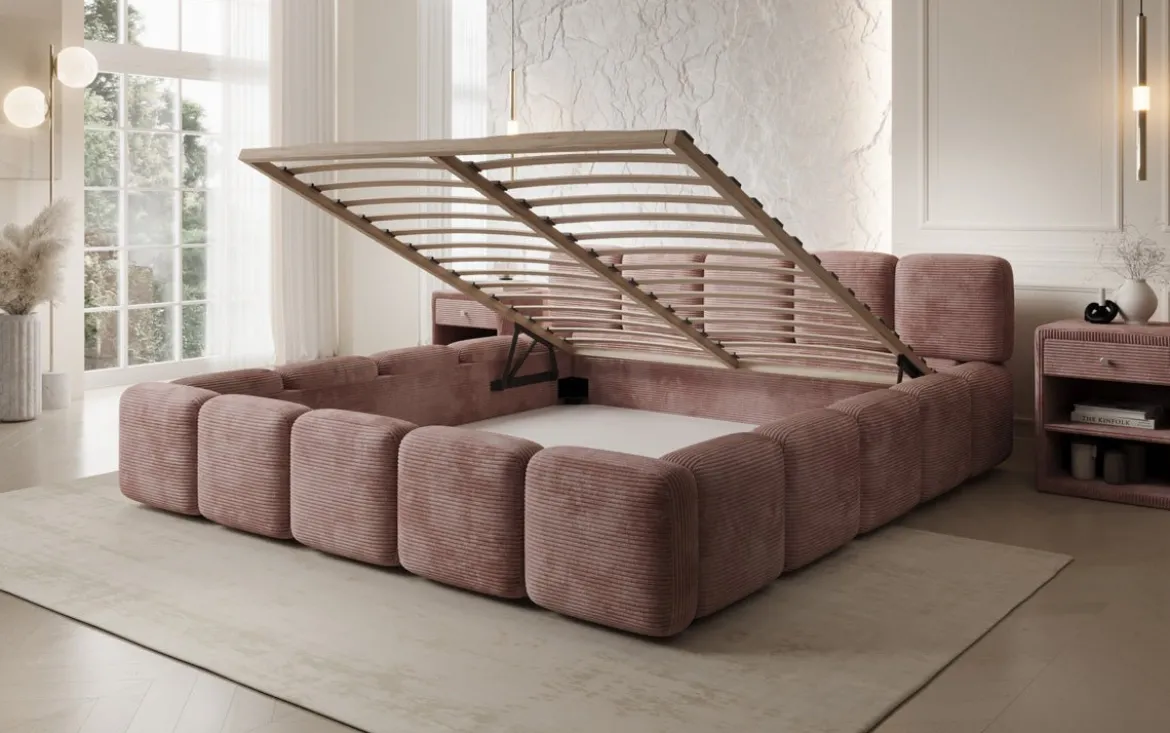Designer Polsterbett Giulia Cord mit Stauraum