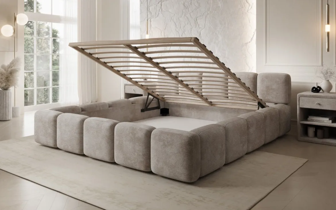 Designer Polsterbett Giulia Cord mit Stauraum