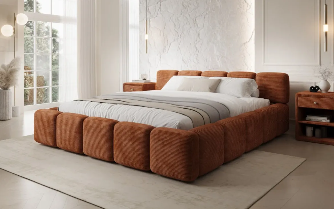 Designer Polsterbett Giulia Cord mit Stauraum