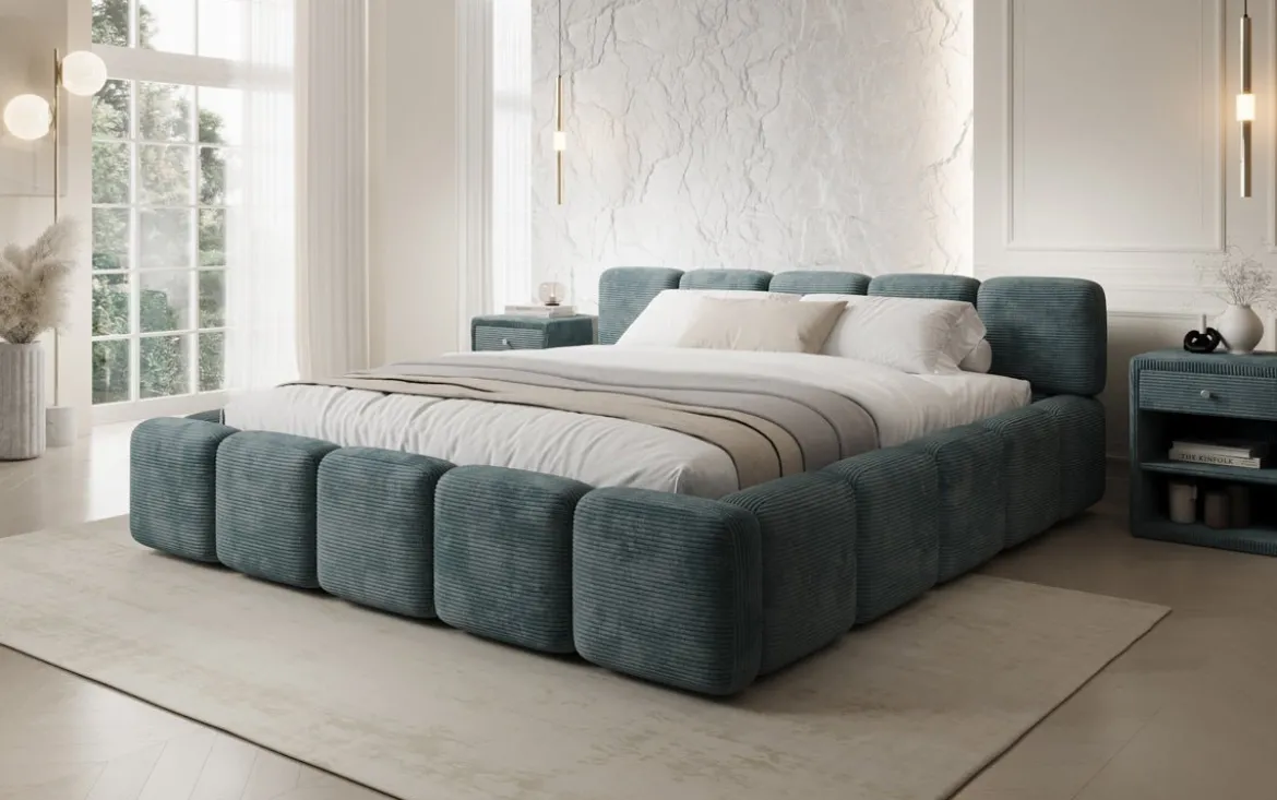 Designer Polsterbett Giulia Cord mit Stauraum