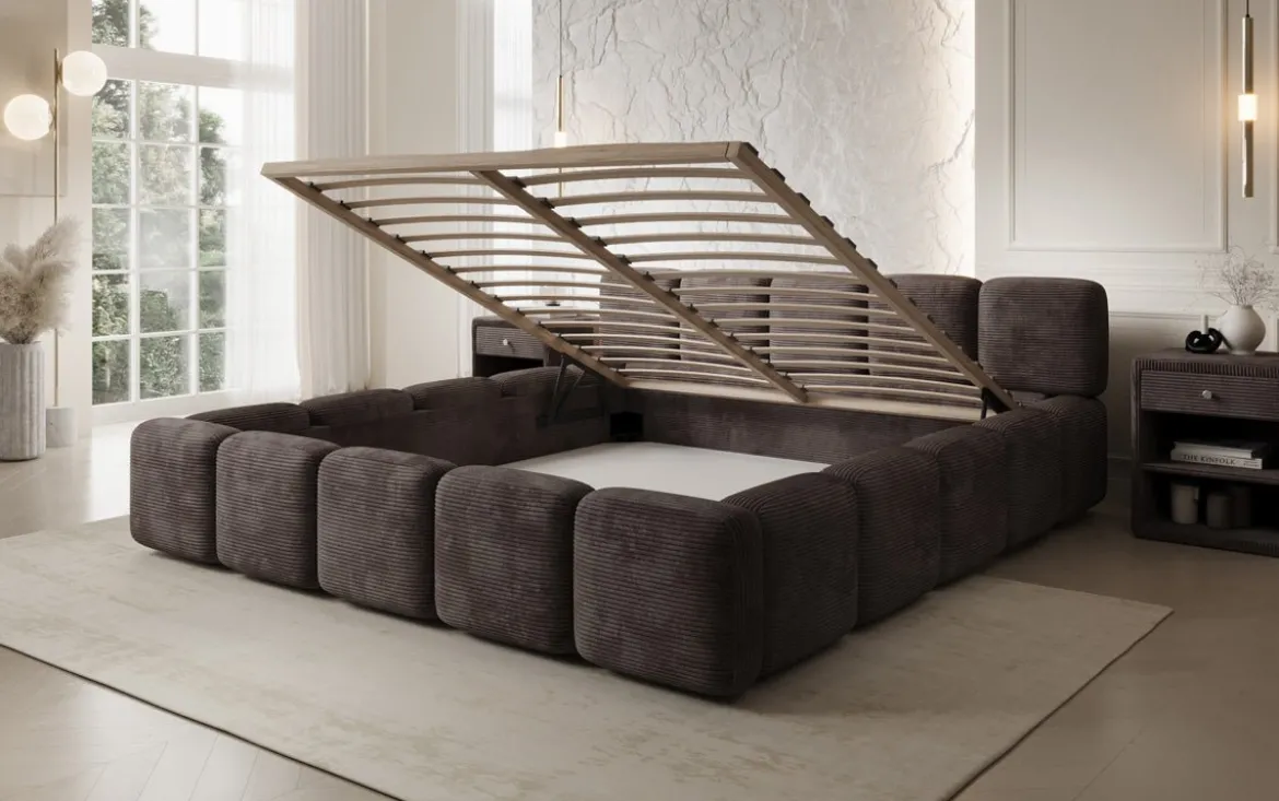 Designer Polsterbett Giulia Cord mit Stauraum