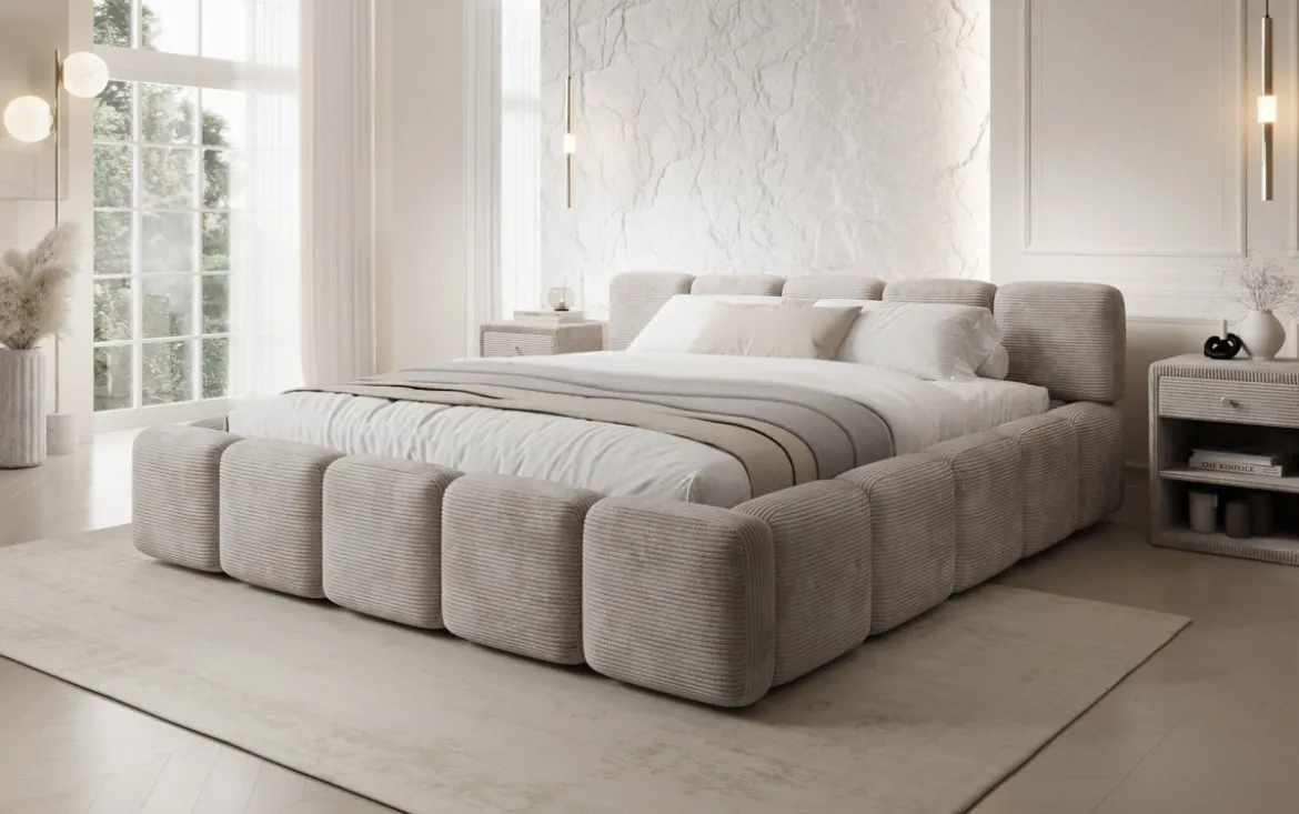 Designer Polsterbett Giulia Cord mit Stauraum