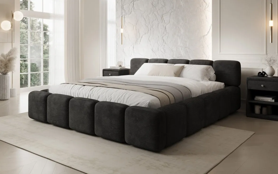Designer Polsterbett Giulia Cord mit Stauraum