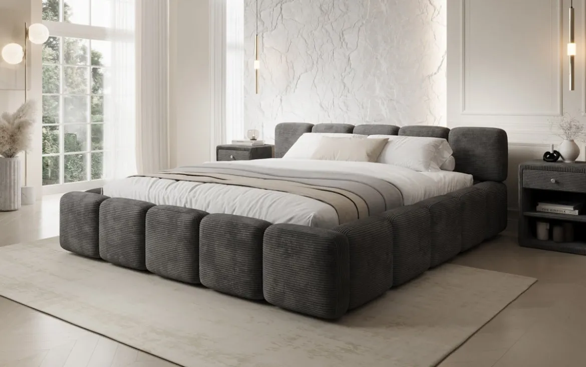 Designer Polsterbett Giulia Cord mit Stauraum