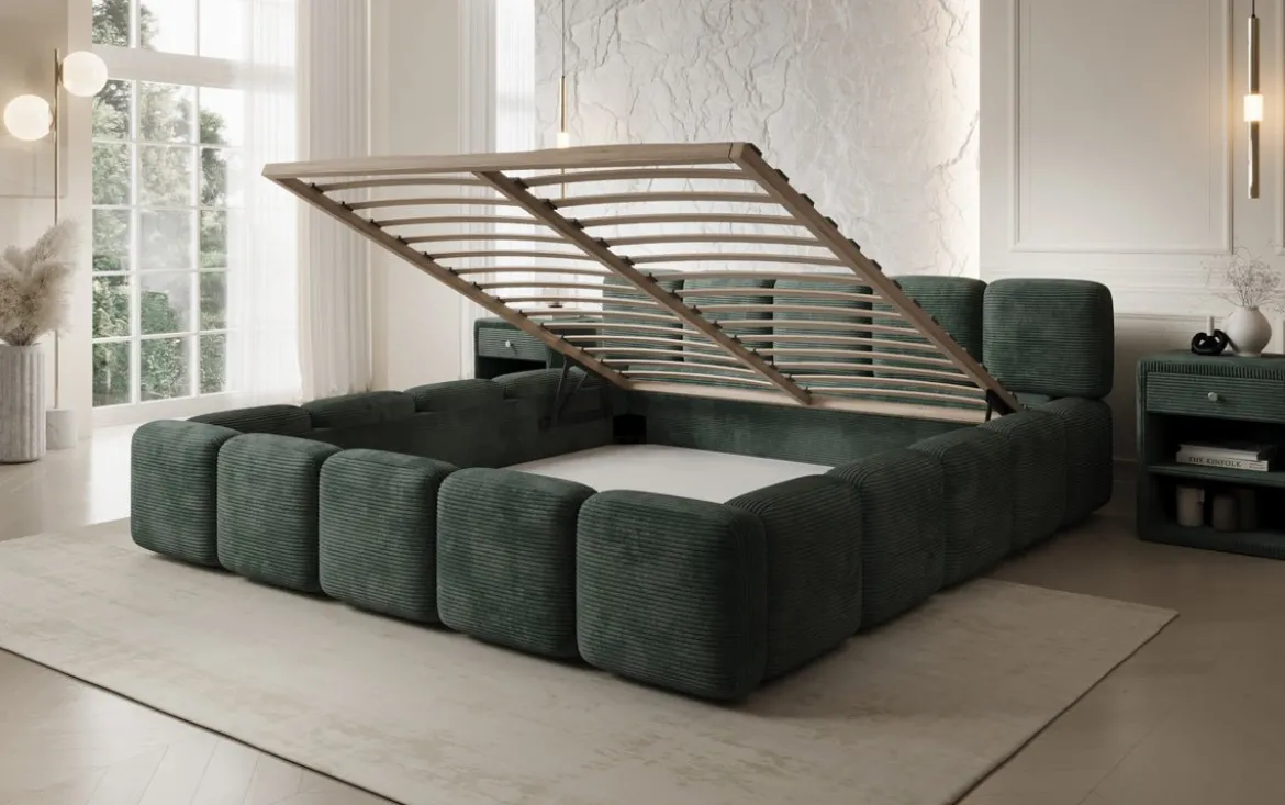 Designer Polsterbett Giulia Cord mit Stauraum