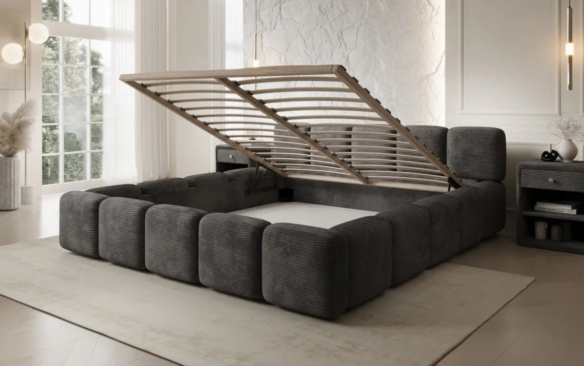 Designer Polsterbett Giulia Cord mit Stauraum