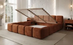 Designer Polsterbett Giulia Cord mit Stauraum