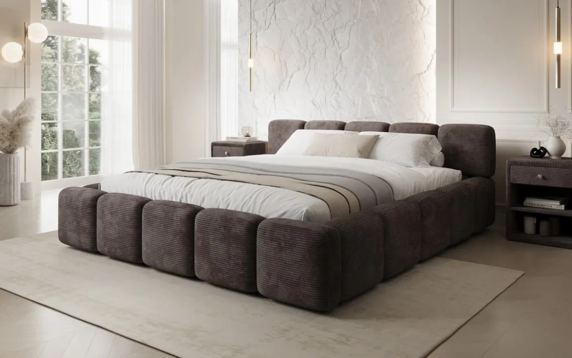 Designer Polsterbett Giulia Cord mit Stauraum