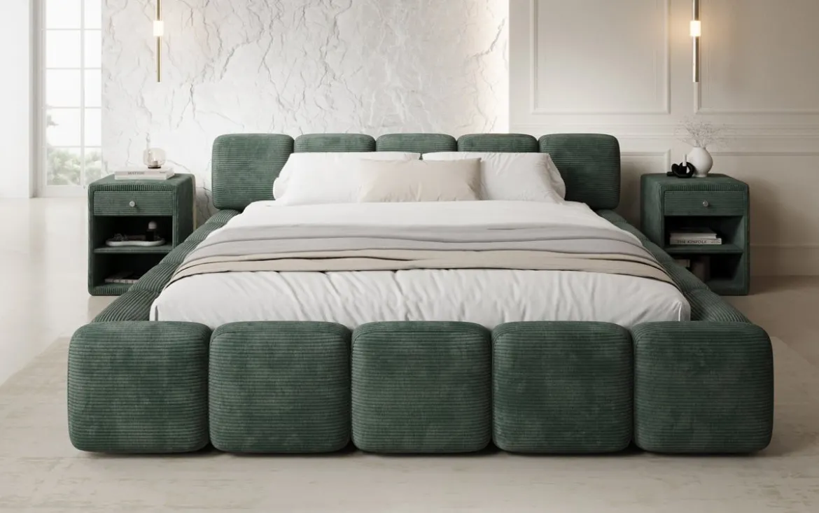 Designer Polsterbett Giulia Cord mit Stauraum