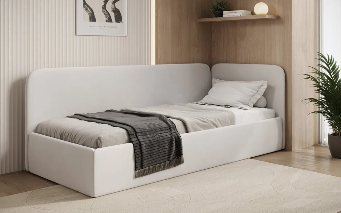 Designer Polsterbett/Gästebett/Sofa Cleo mit Stauraum