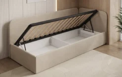 Designer Polsterbett/Gästebett/Sofa Cleo mit Stauraum