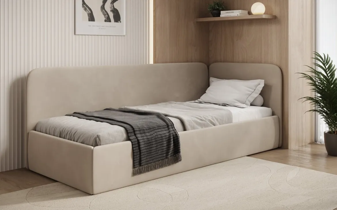 Designer Polsterbett/Gästebett/Sofa Cleo mit Stauraum