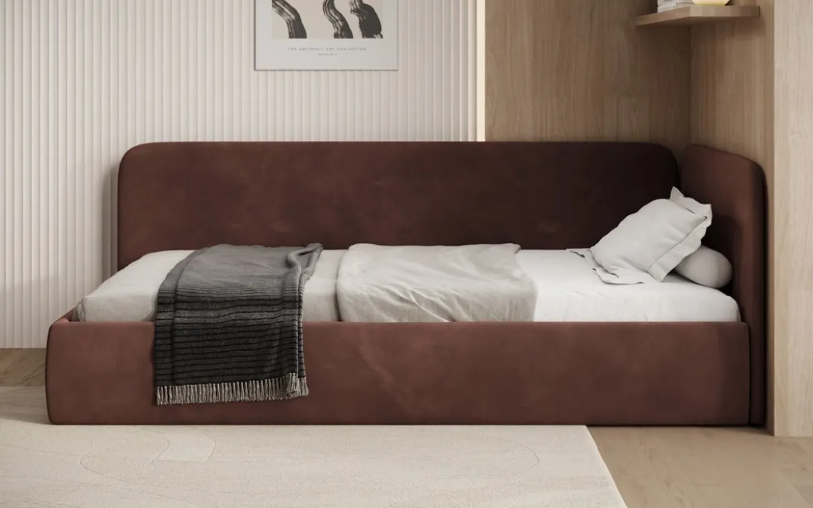 Designer Polsterbett/Gästebett/Sofa Cleo mit Stauraum