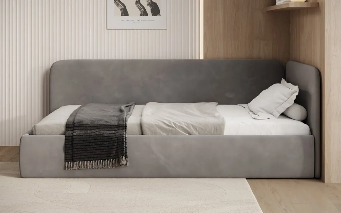 Designer Polsterbett/Gästebett/Sofa Cleo mit Stauraum
