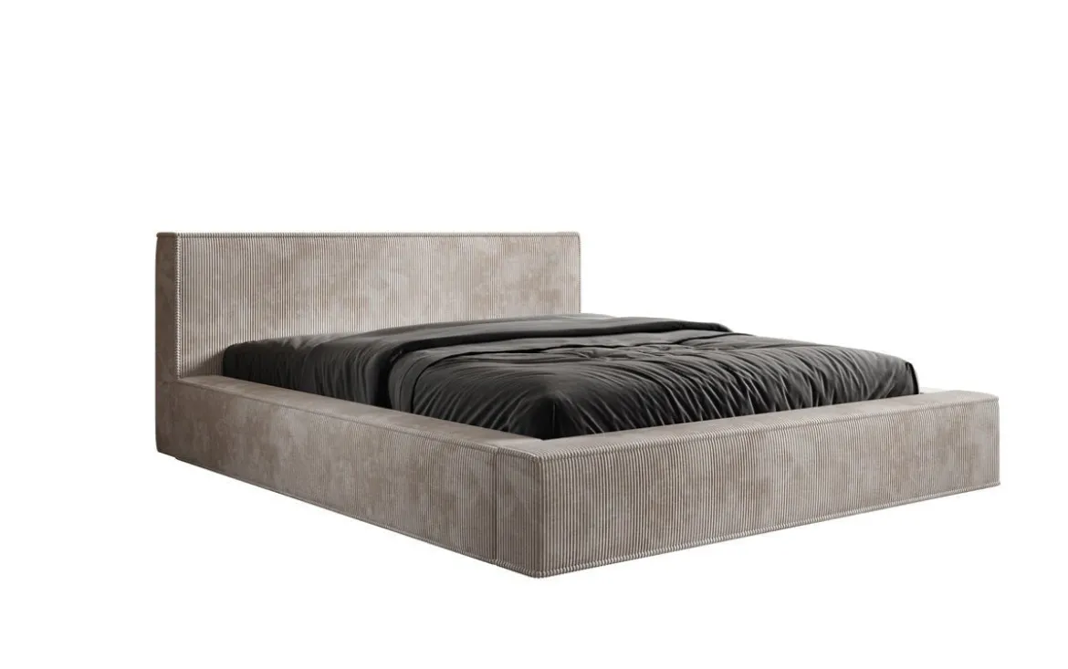 Designer Polsterbett Harmon in Cord mit Stauraum