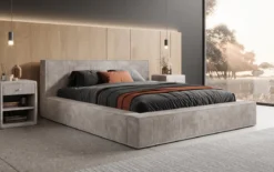 Designer Polsterbett Harmon in Cord mit Stauraum