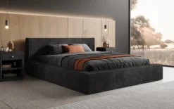 Designer Polsterbett Harmon in Cord mit Stauraum