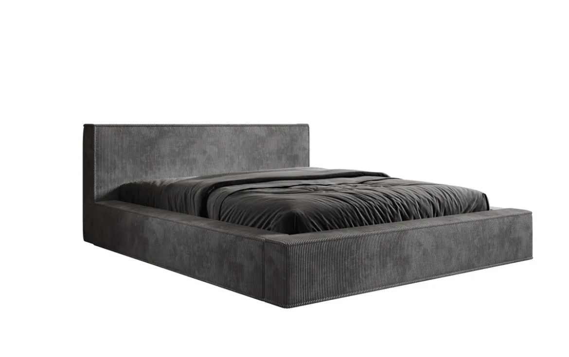 Designer Polsterbett Harmon in Cord mit Stauraum