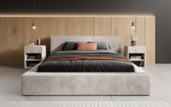 Designer Polsterbett Harmon in Cord mit Stauraum