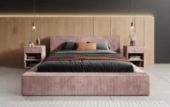 Designer Polsterbett Harmon in Cord mit Stauraum