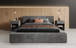 Designer Polsterbett Harmon in Cord mit Stauraum
