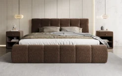 Designer Polsterbett Helena in Strukturstoff mit Stauraum