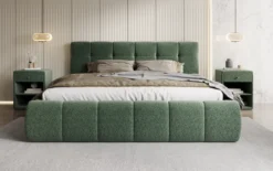 Designer Polsterbett Helena in Strukturstoff mit Stauraum