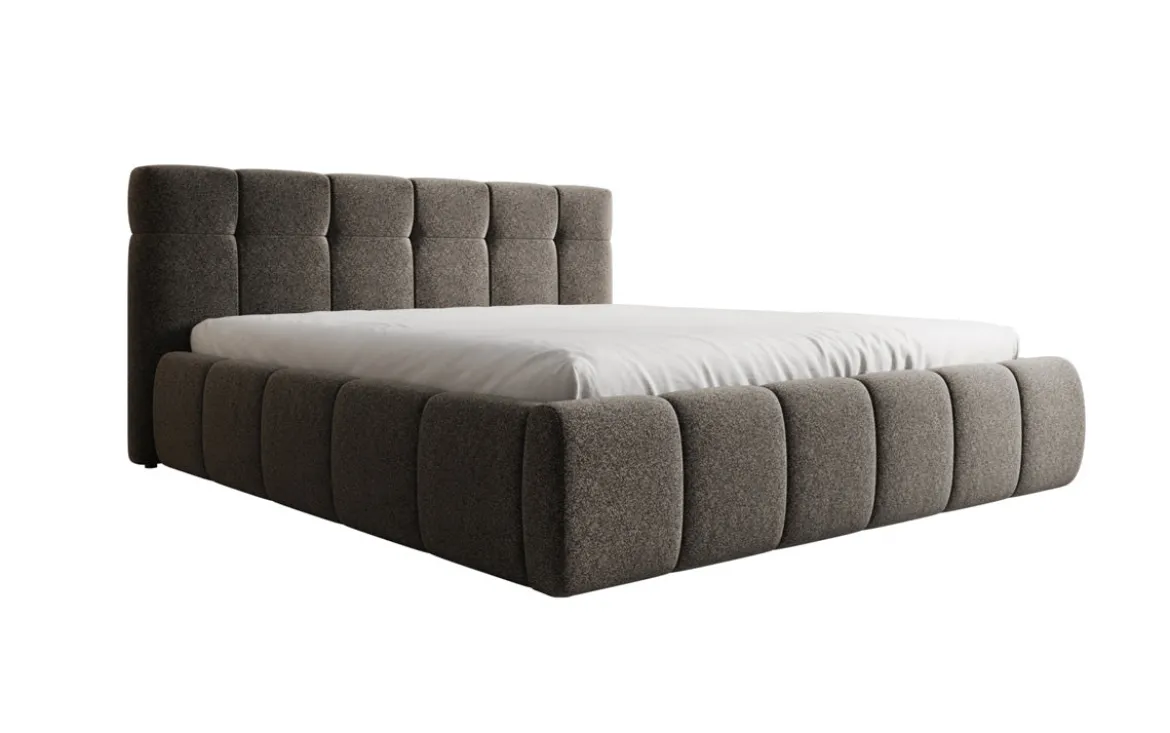 Designer Polsterbett Helena in Strukturstoff mit Stauraum