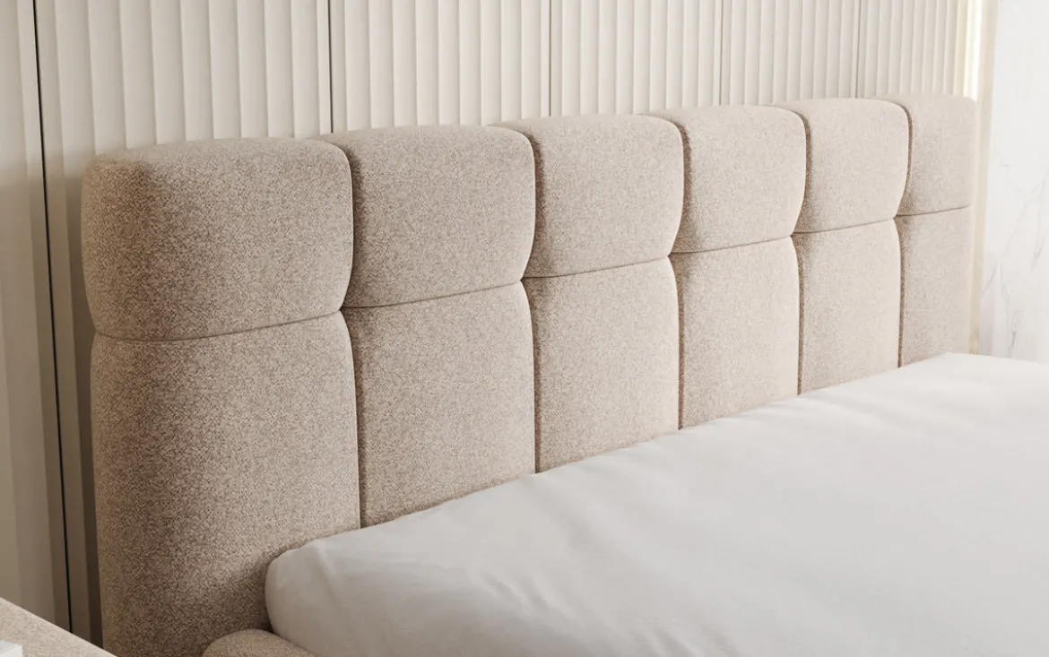 Designer Polsterbett Helena in Strukturstoff mit Stauraum