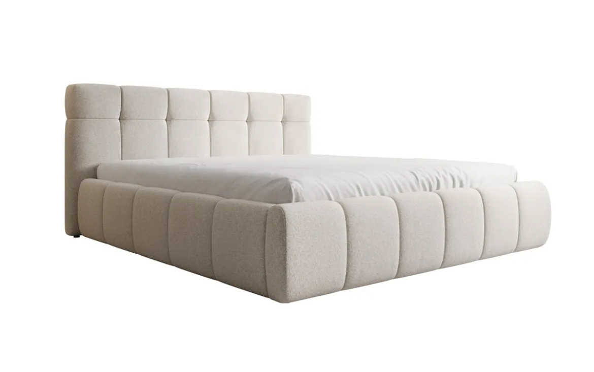 Designer Polsterbett Helena in Strukturstoff mit Stauraum