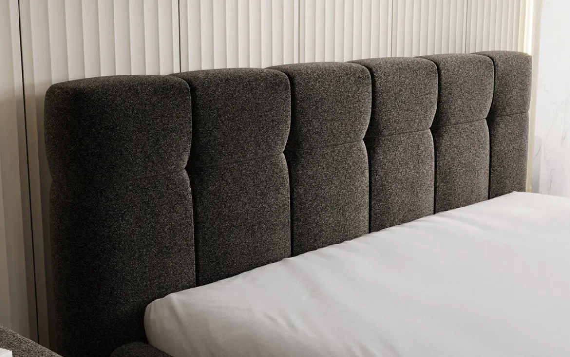 Designer Polsterbett Helena in Strukturstoff mit Stauraum