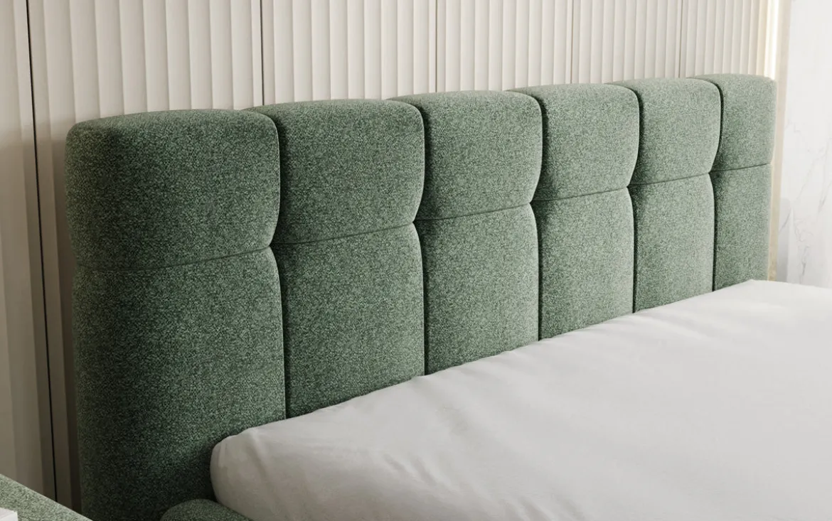 Designer Polsterbett Helena in Strukturstoff mit Stauraum