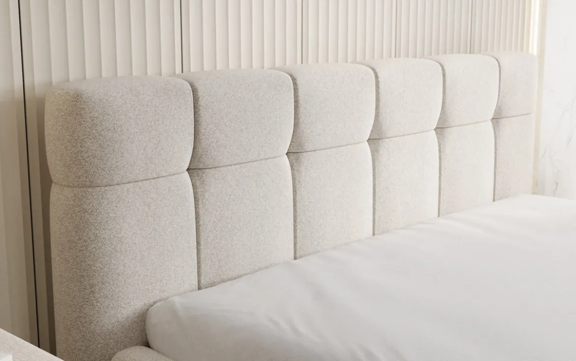 Designer Polsterbett Helena in Strukturstoff mit Stauraum
