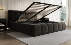 Designer Polsterbett Helena in Strukturstoff mit Stauraum
