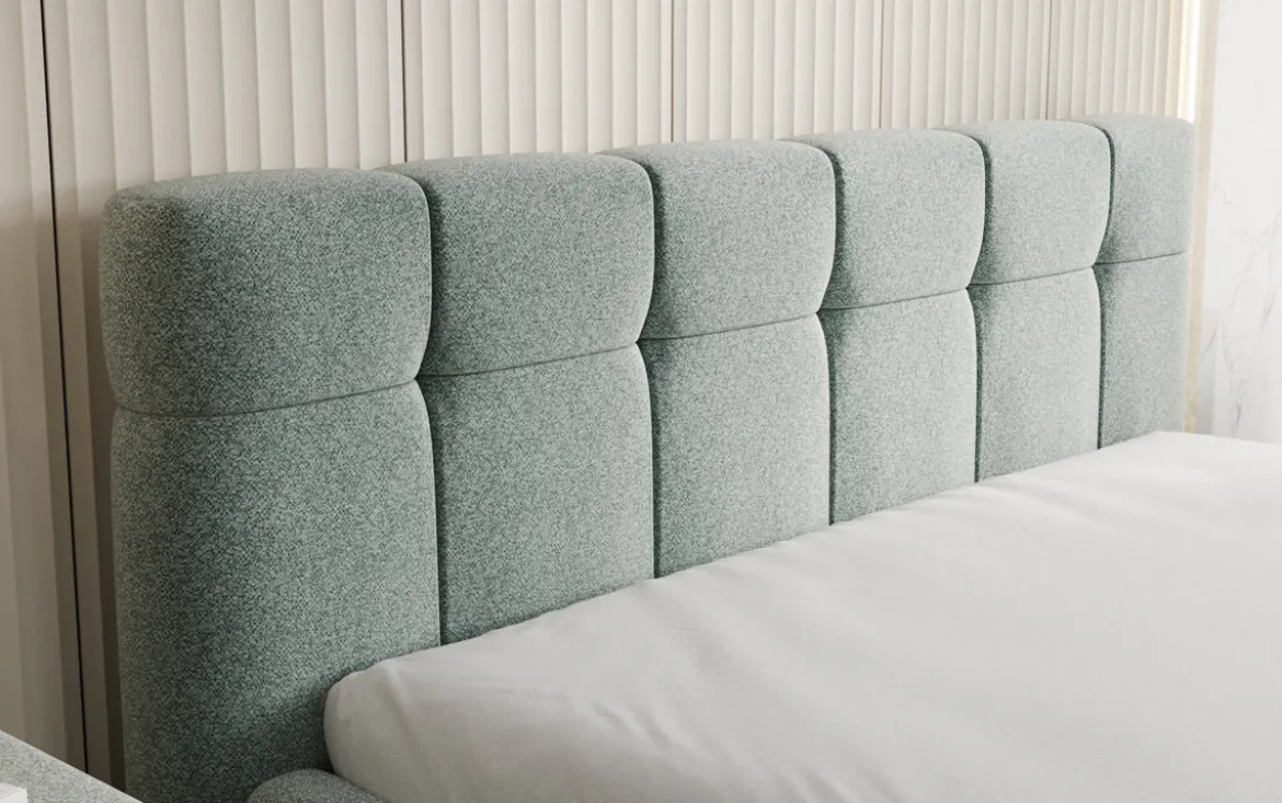 Designer Polsterbett Helena in Strukturstoff mit Stauraum