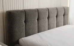 Designer Polsterbett Helena in Strukturstoff mit Stauraum