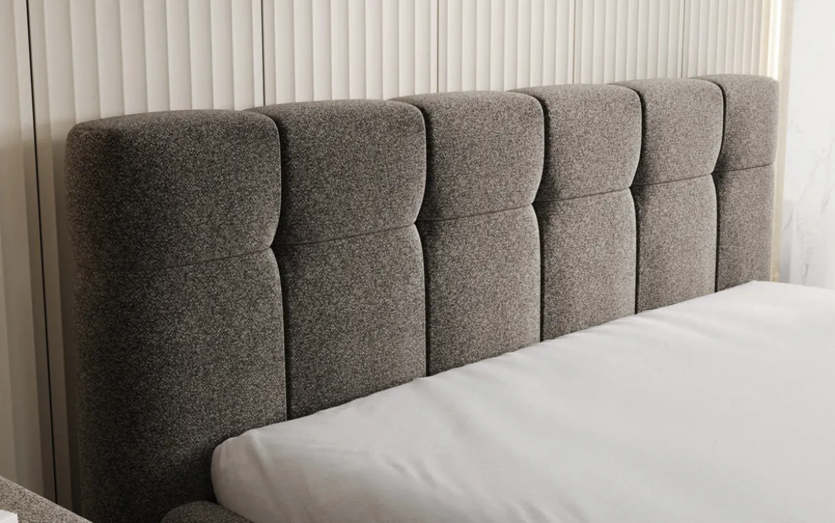 Designer Polsterbett Helena in Strukturstoff mit Stauraum