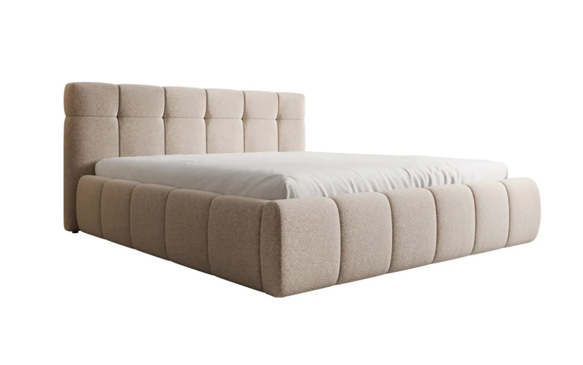 Designer Polsterbett Helena in Strukturstoff mit Stauraum