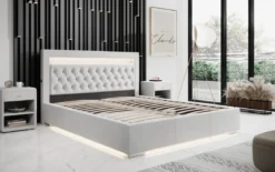 Designer Polsterbett Ida inkl. RGB, USB und Stauraum