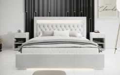 Designer Polsterbett Ida inkl. RGB, USB und Stauraum