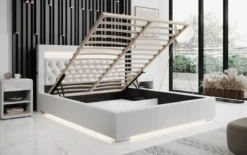 Designer Polsterbett Infinity inkl. RGB, USB und Stauraum