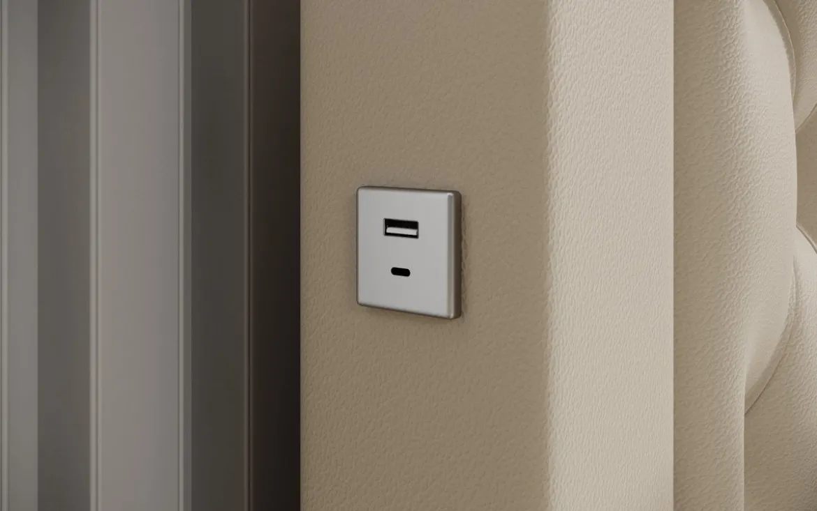Designer Polsterbett Infinity inkl. RGB, USB und Stauraum
