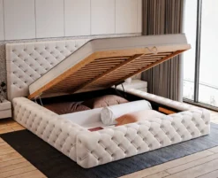 Designer Polsterbett Lana Samt mit Stauraum