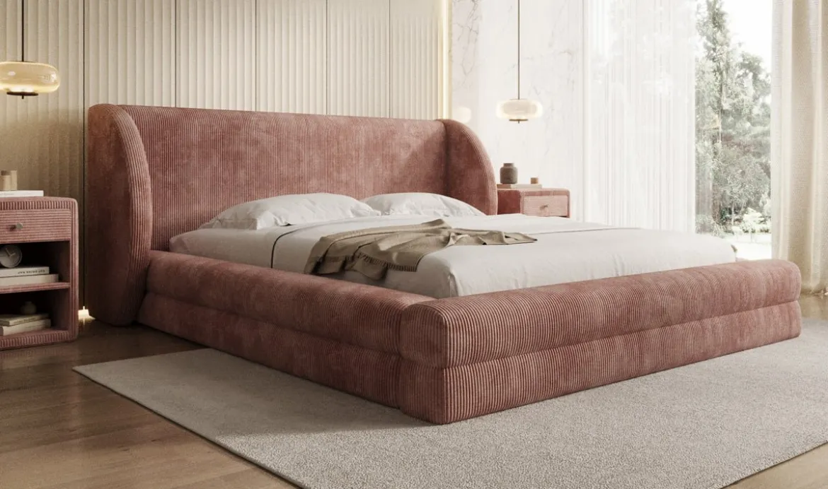 Designer Polsterbett Liv Cord mit Stauraum